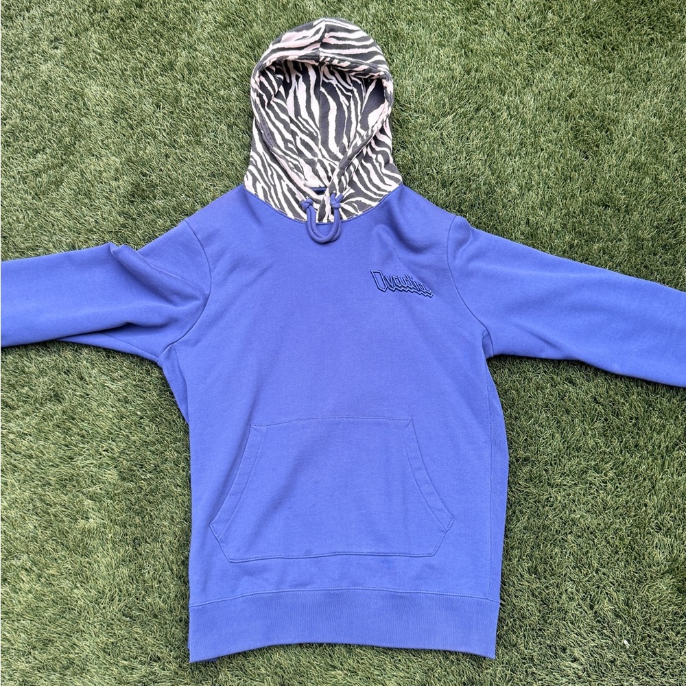 Ovadia New York Blue Hoodie w/ Zebra-Print Lined Hood — Men’s Small (Designer)